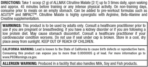 Vista 4 de ALLMAX Essentials, Malato de citrulina 2:1, 10.58 oz (300 g)