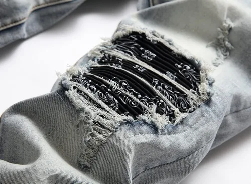 Vista 4 de OIIIO Jeans de ajuste regular y elásticos para hombre