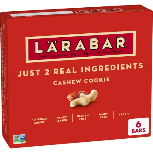 Larabar Galletas de anacardo, barras de frutas y nueces, sin gluten y veganas, 10.2 onzas, 6 unidades