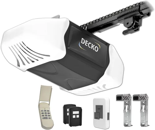 Vista 5 de Decko Caballos de potencia Heavy Duty ruido reducido Cadena Abridor de la puerta del cochera con cerradura de 3 Función Mando de pared de disco