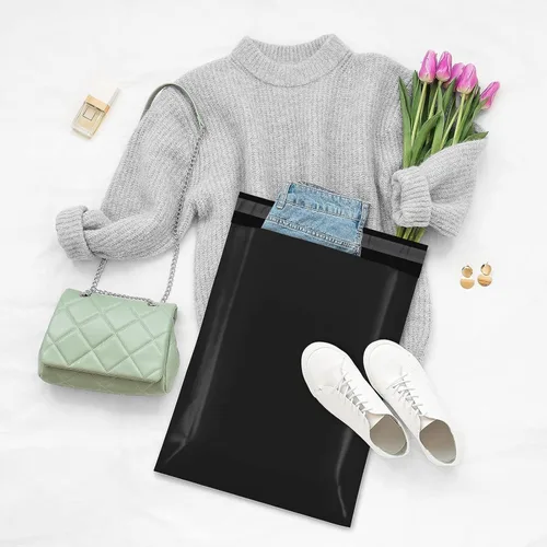 Vista 9 de Fuxury 100 sobres de envío de polietileno negro de 10 x 13 pulgadas, sobres autosellables, bolsas personalizadas para boutique, sobres multiusos