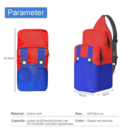 Vista 6 de Super Mario Switch OLED Travel Carrying Case Bag,Portable Small Sling Crossbody Shoulder Backpack for Switch LiteSteam Deck