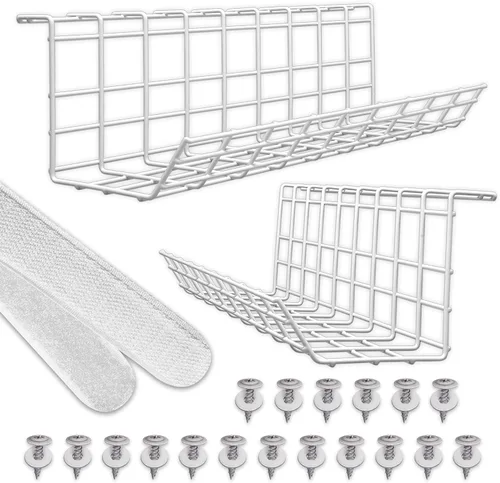 Vista 11 de Bandeja compacta para organizar cables debajo del escritorio, organizador de cables para gestión de cables, organizador de cables de escritorio