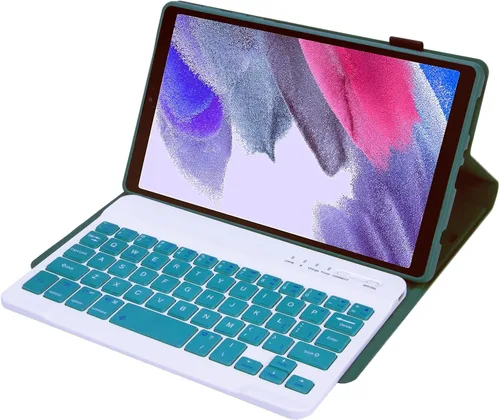 Vista 3 de Funda de teclado para Samsung Galaxy Tab A7 Lite de 8.7 pulgadas 2021, teclado inalámbrico desmontable de colores caramelo con cubierta delgada