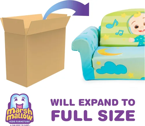 Vista 4 de Marshmallow Cocomelon - Sofá cama 3 en 1 para bebés, sofá convertible para niños, sofá cama y tapete de espuma para siesta con manta adjunta