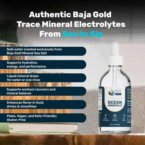 Vista 2 de Baja Gold Gotas de Minerales Traza del Océano Líquido - Gotas de Electrolitos Iónicos para Mejorar el Sabor del Agua Potable y los Alimentos