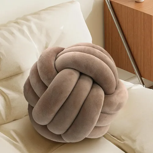 Vista 14 de Bola de almohada de nudo negro, almohada decorativa hecha a mano, cojín redondo suave para sofá y dormitorio, bonita decoración del hogar, almohada