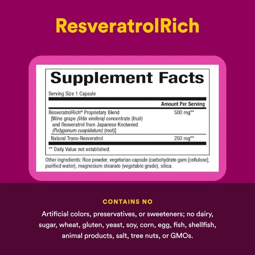 Vista 4 de ResveratrolRich by Natural Factors, Super Strength Resveratrol Concentrate, Promotes Healthy Aging, 60 capsules (60 servings)