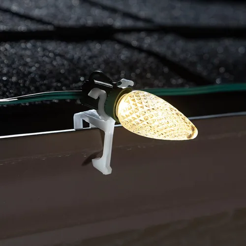 Vista 3 de Salida de iluminación navideña, clip de luz de Navidad, todo en uno, uso con mini luces C9, C7 y LED, perchas de luz de Navidad para canaletas