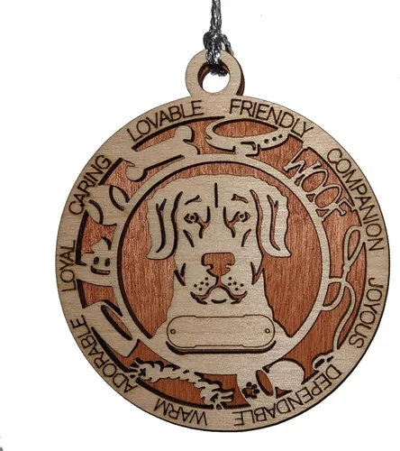 Vista 74 de Adorno de Navidad personalizado para perro Cavalier King Charles Spaniel, redondo de 3 pulgadas, madera cortada con láser de 2 capas, nombre y texto