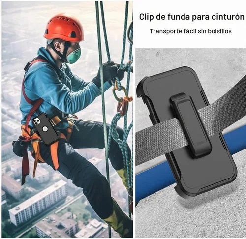 Vista 6 de KECAI Funda para iPhone 11 Pro con estuche de clip para cinturón, protector de pantalla integrado, resistente a prueba de golpes, protección contra