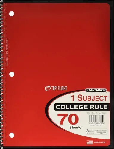 Top Flight Cuaderno de 1 materia, regla universitaria