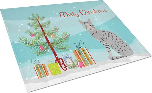 Vista 107 de Caroline's Treasures CK4739LCB Abyssinian Cat Merry Christmas Glass Cutting Board Large Decorative Tempered Glass Kitchen Cutting and Serving Board