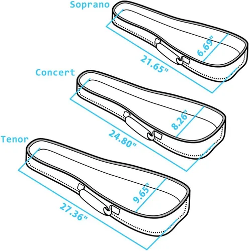 Vista 7 de CLOUDMUSIC - Funda para ukelele con mochila acolchada para concierto de 23 pulgadas (concierto, negro)