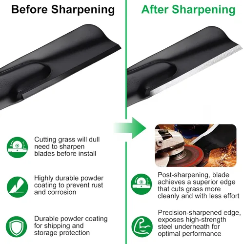 Vista 5 de Grasscool 532134149 422719 134149 Cuchillas de mulching para Craftsman 42 pulgadas Tractor de cortacésped con patrón de montaje de 5 estrellas