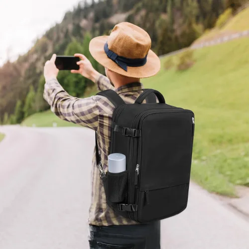 Vista 26 de Mochila de Viaje Snoffic para Mujer, Negro, 17 pulg.