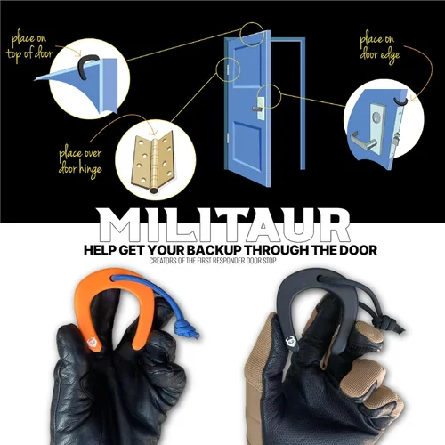 Vista 2 de Militaur First Responder - Tope de puerta / Jam Multi (paquete de 3) – Compatible con sistemas Molle, herramienta táctica para policía, EMS, EMT