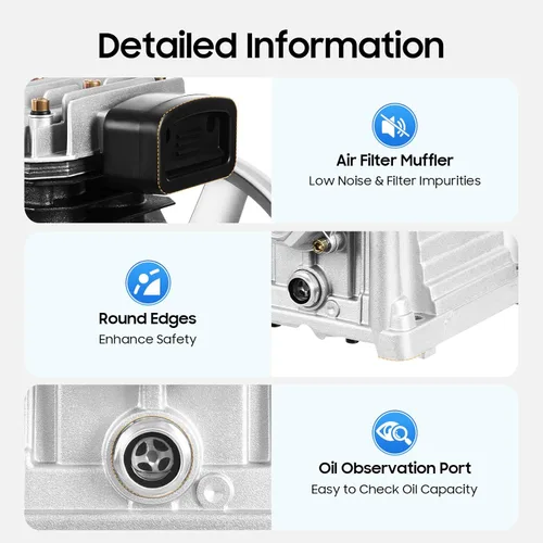 Vista 6 de Bomba de compresor de aire 3HP 250L/min Bomba de cabeza de compresor de aire Cilindro de bomba de aceite de hierro fundido Bomba de lubricación