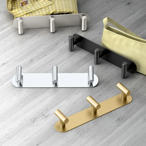 Vista 2 de Gatco 1292B - Gancho de pared de decoración moderna. Bata de abrigo, sombrero, toalla. Para entrada, sala, cocina, baño, dormitorio. 3 ganchos