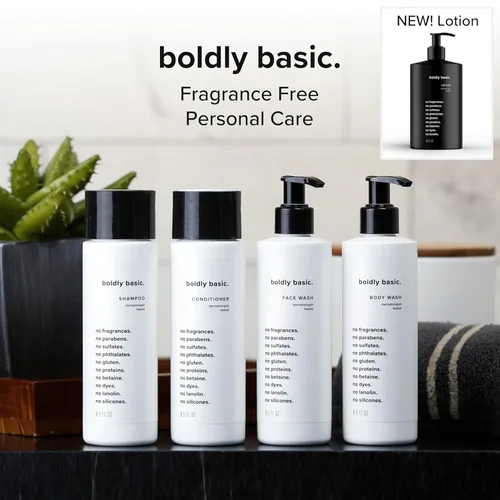 Vista 5 de Boldly Basic Loción sin fragancia - Hidratante para pieles secas y sensibles - No grasa - Sin perfume - Probado por dermatólogos - Sin sulfatos