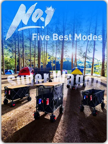 Vista 2 de VIC Super Cart & Table 1 = 5 Juego de 680 libras de capacidad mega de 54 pulgadas, carrito plegable extra alto extra largo, carritos plegables