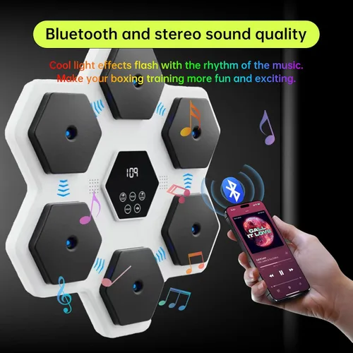 Vista 3 de Máquina de Boxeo con Música Montada en la Pared, Equipo de Boxeo Inteligente Bluetooth para Niños y Adultos