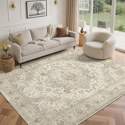 Vista 36 de Roxstand Alfombras de área de 5 x 7, resistentes a las manchas, lavables a máquina con parte trasera antideslizante, alfombras vintage