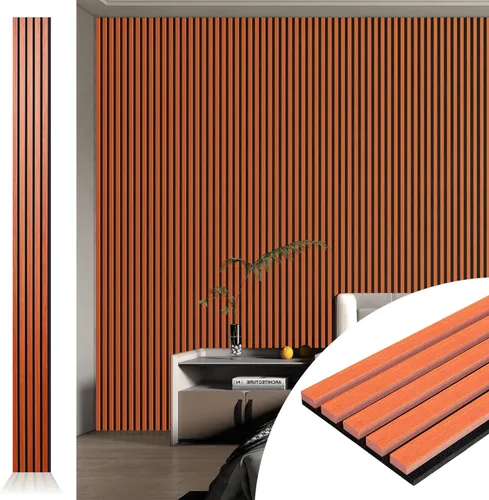 Vista 10 de Art3d 2 paneles acústicos de listones de madera para pared y techo, panel de absorción de sonido acanalado 3D con acabado de madera, roble