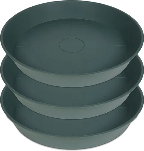 Vista 40 de Paquete 2 platos 14 pulgadas para plantas, resistentes, bandejas redondas de plástico para macetas, para agua, interiores, bandeja de goteo