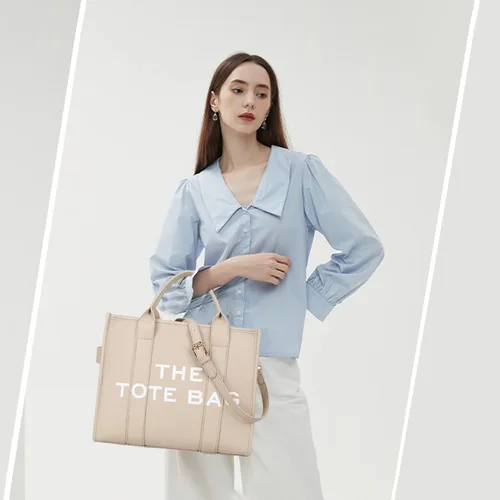 Vista 6 de Bolso de mano para mujer, bolso grande de piel sintética, bolso de mano personalizado de moda