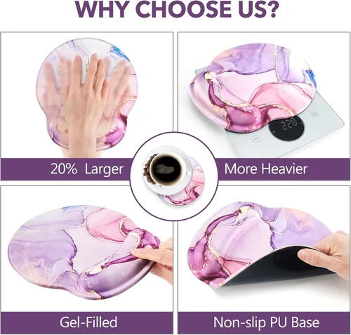 Vista 3 de AIMSA Alfombrilla de mouse con soporte para muñeca, reposamuñecas ergonómica, cómoda almohadilla de gel para mouse con base de poliuretano Butterfly