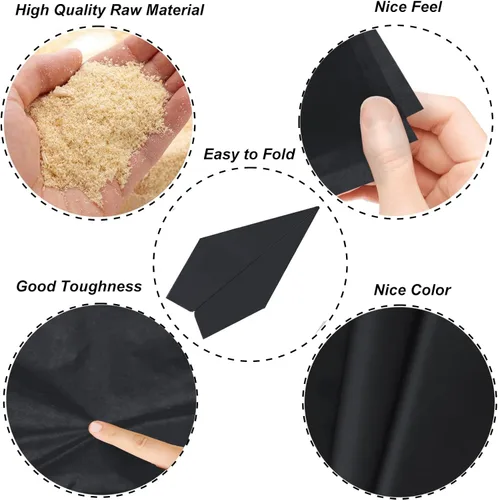 Vista 5 de Jkopsnr 100 hojas de papel de seda negro de 20 x 14 pulgadas, papel de seda para bolsas de regalo, papel de seda a granel para manualidades