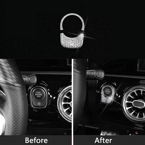 Vista 3 de Pursuestar Bling Bling - Cubierta para interruptor de control de encendido con botón de cristal, accesorios para el interior del automóvil