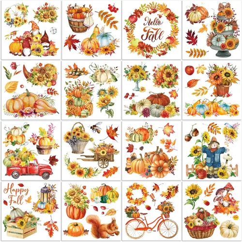 Vista 11 de 16 hojas de calcomanías de invierno para frotar en transferencias, calcomanías de estilo nieve, calcomanías para álbumes de recortes, calcomanías