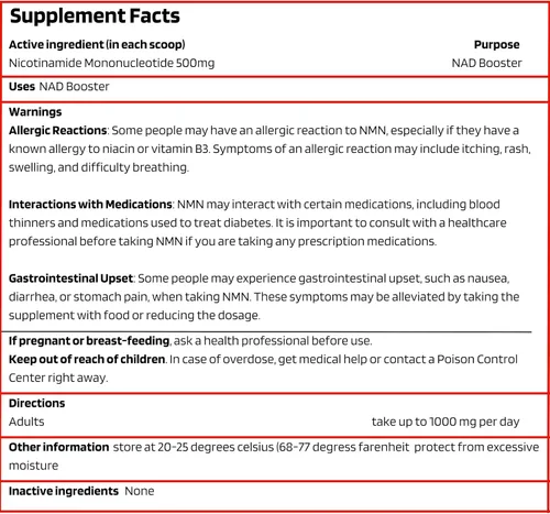 Vista 4 de Probase Nutrition Longevity Pure NMN Powder 40 Grams - Ultra-Pure, Fully Stabilized, Pharmaceutical Grade NMN to Boost NAD+, Nicotinamide