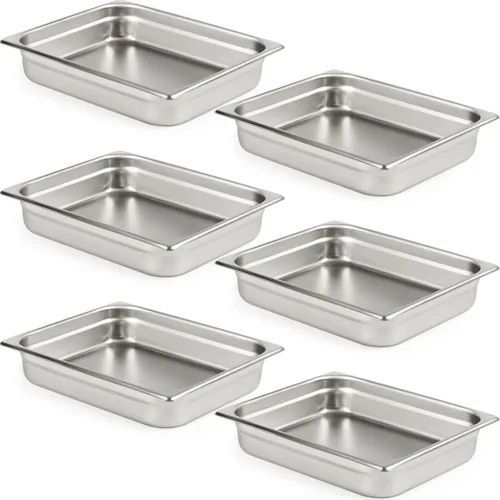 Vista 15 de CURTA Paquete de 6 Tapas para Bandejas de Baño María de Tamaño Completo con Asa, Tapas para Bandejas de Hotel de Acero Inoxidable 18/8 Certificadas