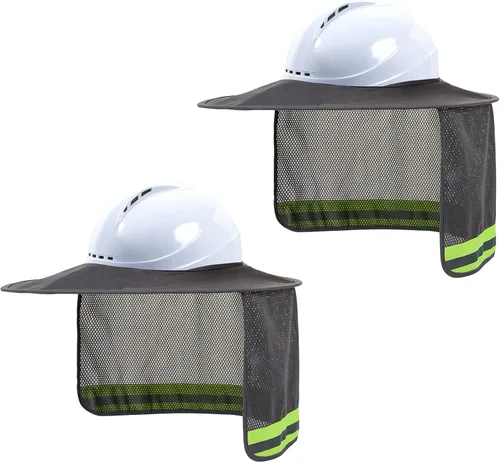 Vista 24 de Parasol para Casco Duro, Visera de Alta Visibilidad con Protección para el Cuello con Tira Reflectante, Accesorios para Casco Duro, Visera Completa