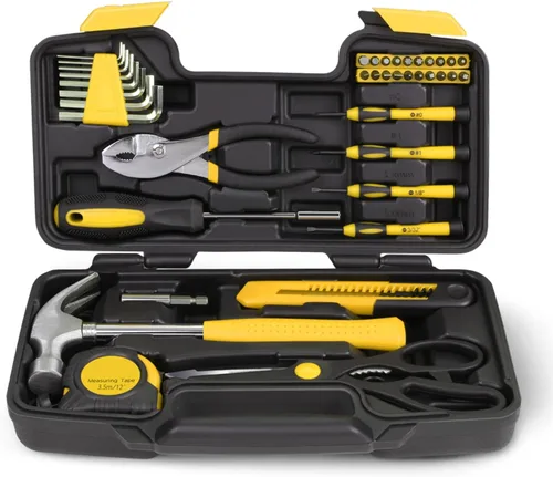 Vista 12 de Auto Dynasty Kit de herramientas para el hogar de 39 piezas, juegos de herramientas manuales básicas para el hogar con destornilladores