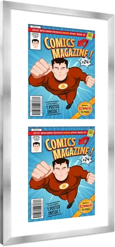 Vista 53 de Poster Palooza Marco de cómic con paspartú para 1 cómic de la Edad de Bronce publicado entre 1970 y 1985, marco de cómic negro para cómic de 7.25 x