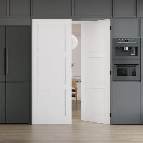 Vista 26 de WINSTELLAR - 1 panel estilo coctelera de 18 x 80 pulgadas, losa blanca imprimada para puerta interior de núcleo sólido, puerta de dormitorio