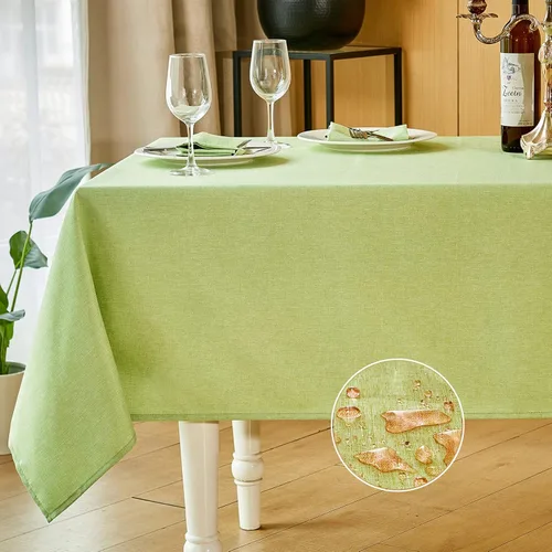 Vista 7 de Mebakuk Mantel rectangular de lino para casa de campo, impermeable, antiencogimiento, suave y resistente a las arrugas, mantel decorativo de tela
