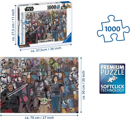 Vista 8 de Ravensburger Star Wars: The Mandalorian Challenge - Rompecabezas de 1000 piezas Diseño de pieza único Tecnología Softclick Regalo ideal