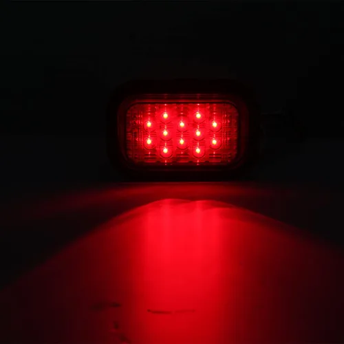 Vista 4 de 5" x 3" Luces traseras rojas de 12 LED para remolque - 4 piezas 5x3 Luces traseras LED rectangulares para camión, parada, freno, giro, selladas