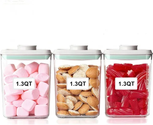 Vista 7 de Recipientes herméticos apilables con tapas, almacenamiento hermético de alimentos, recipientes de almacenamiento de despensa de cocina