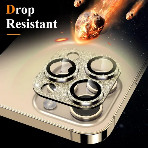 Vista 2 de YWXTW Protector de lente de cámara para iPhone 14 ProiPhone 14 Pro Max, 4 generación de diseño brillante Anillo de metal con diamante brillante