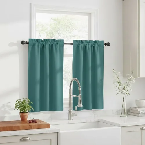 Vista 40 de NICETOWN Cortinas Opacas Cortas - Tratamiento de Ventana con Aislamiento Térmico, Niveles de Cortina Pequeños para Sala de Estar/Cocina, 2 Paneles