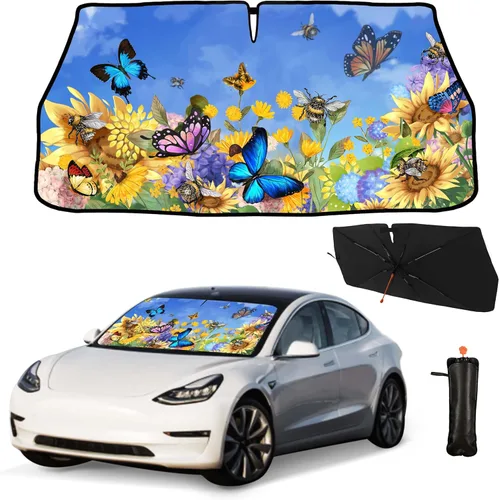 Vista 13 de Parasol plegable para parabrisas de auto con diseño de bandera estadounidense, sombrilla para parabrisas de auto bulldog, bloquea rayos UV y calor