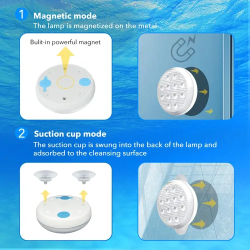 Vista 5 de Geekman Luces LED subacuáticas recargables con control remoto, IP68 impermeables 16 colores luces ambientales de piscina, alimentación USB-C