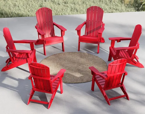 Vista 42 de Plawdlik Silla plegable Adirondack, probada por SGS, con textura de madera y portavasos, resistente a todo tipo de clima, de HDPE, cómoda