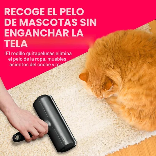 Vista 5 de ChomChom Roller Removedor de pelo de mascotas – Rodillo de pelusa reutilizable de tamaño original para gatos y perros en muebles, sofá, alfombra